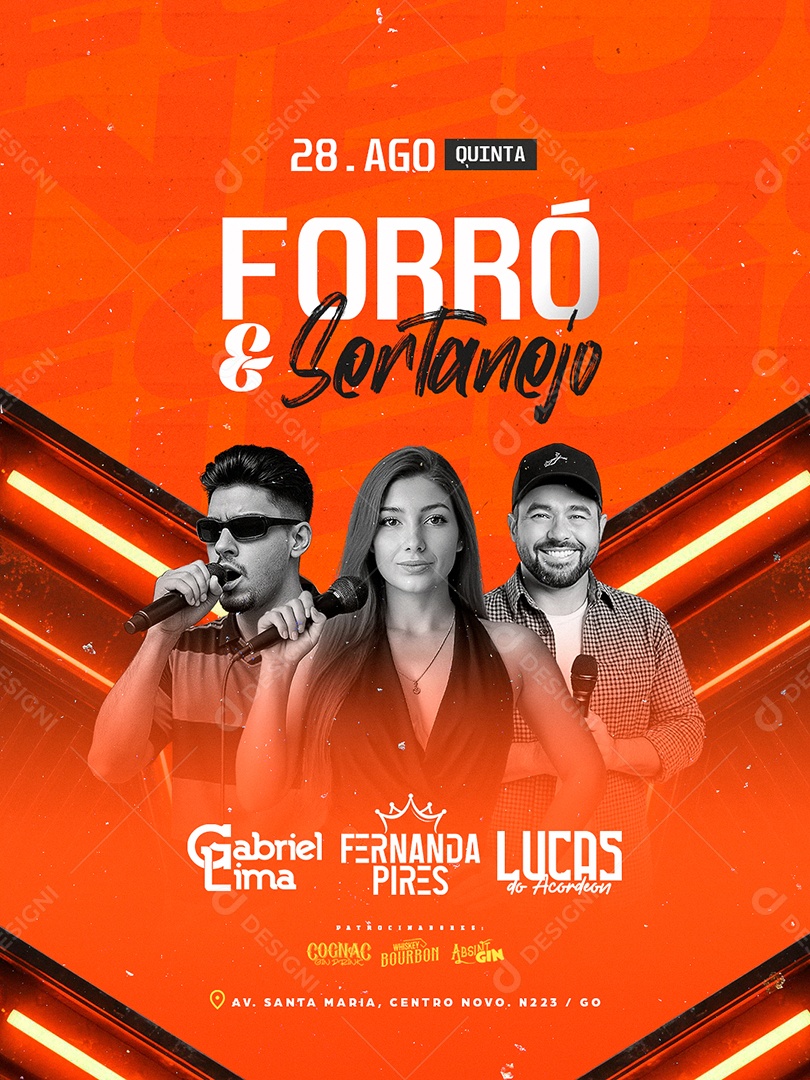 Flyer Próximos Shows Forró e Sertanejo Social Media PSD Editável