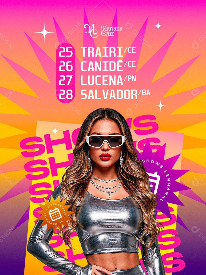 Flyer Shows Semanal Mariana Cruz Social Media PSD Editável