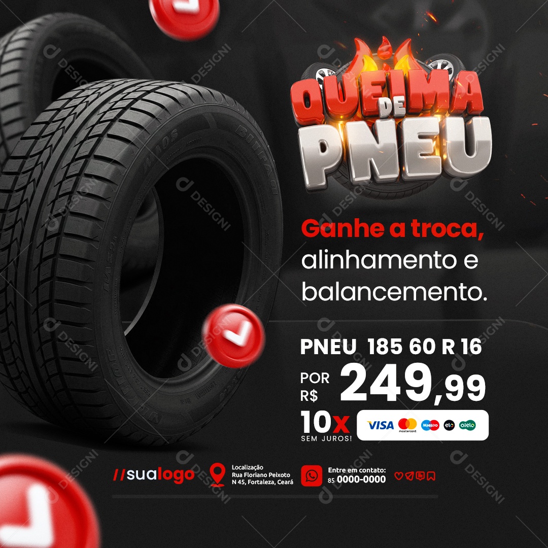 Queima de Pneu Ganhe a Troca Social Media PSD Editável