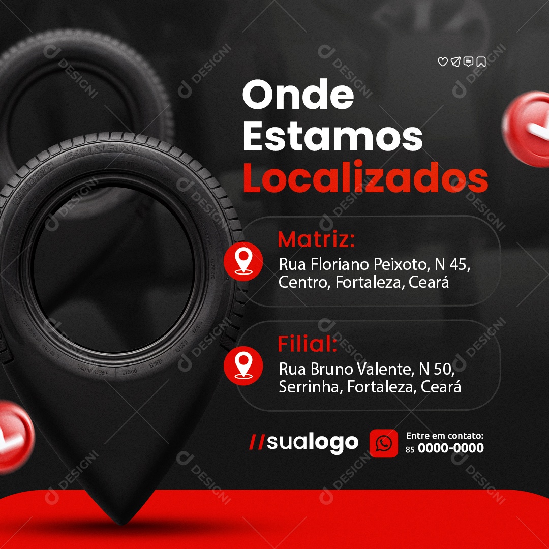 Queima de Pneu Onde Estamos Localizados Social Media PSD Editável