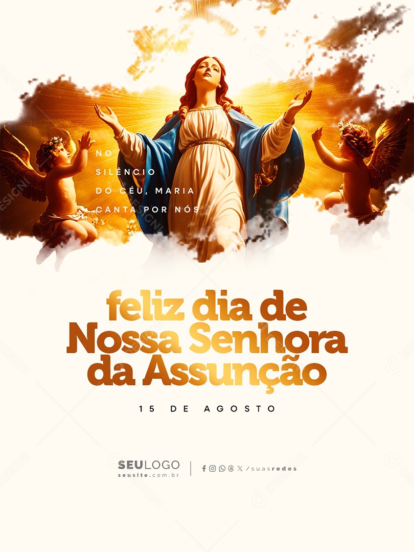 Feliz Dia de Nossa Senhora da Assunção 15 de Agosto Social Media PSD Editável