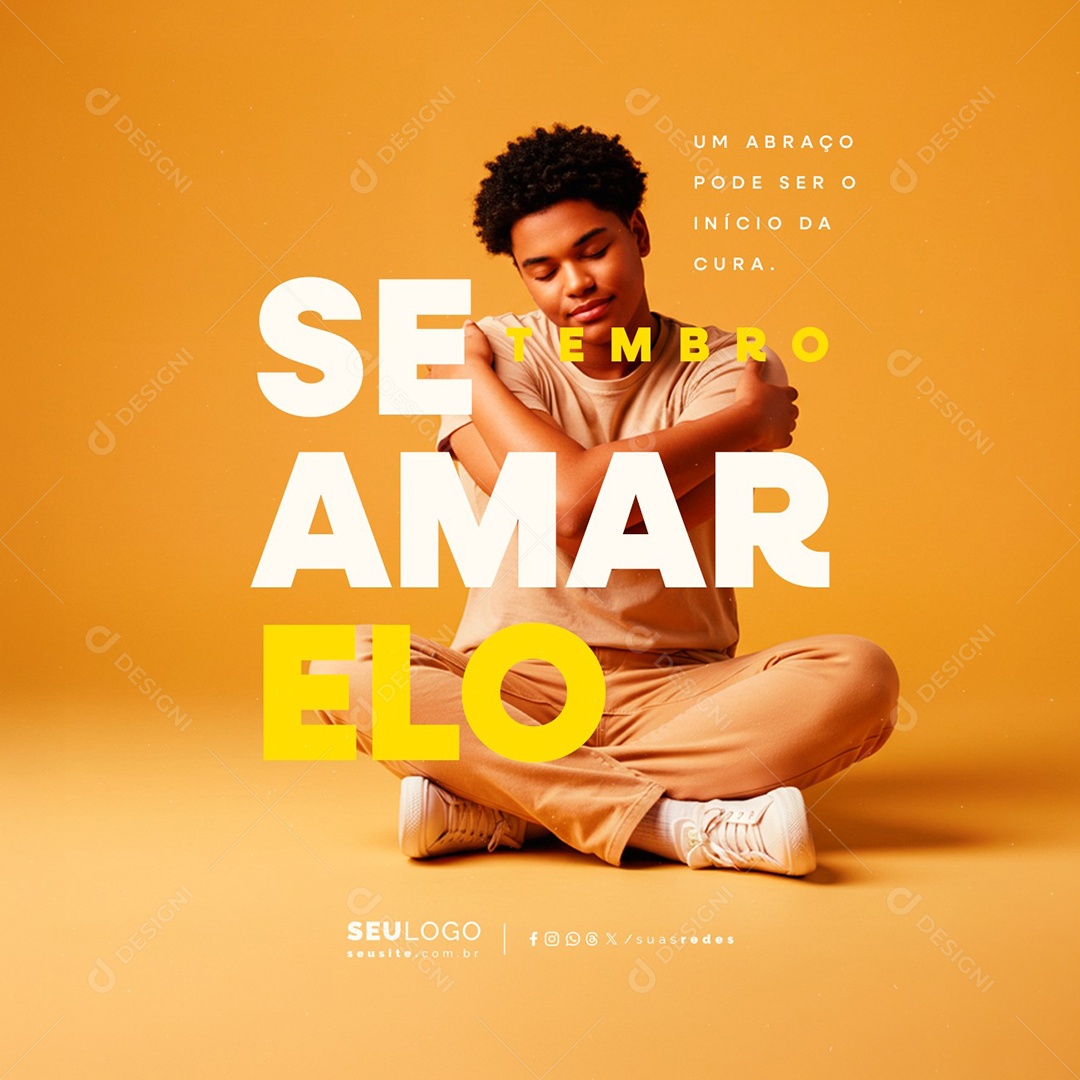 Setembro Amarelo Um Abraço Pode Ser o Início da Cura Social Media PSD Editável