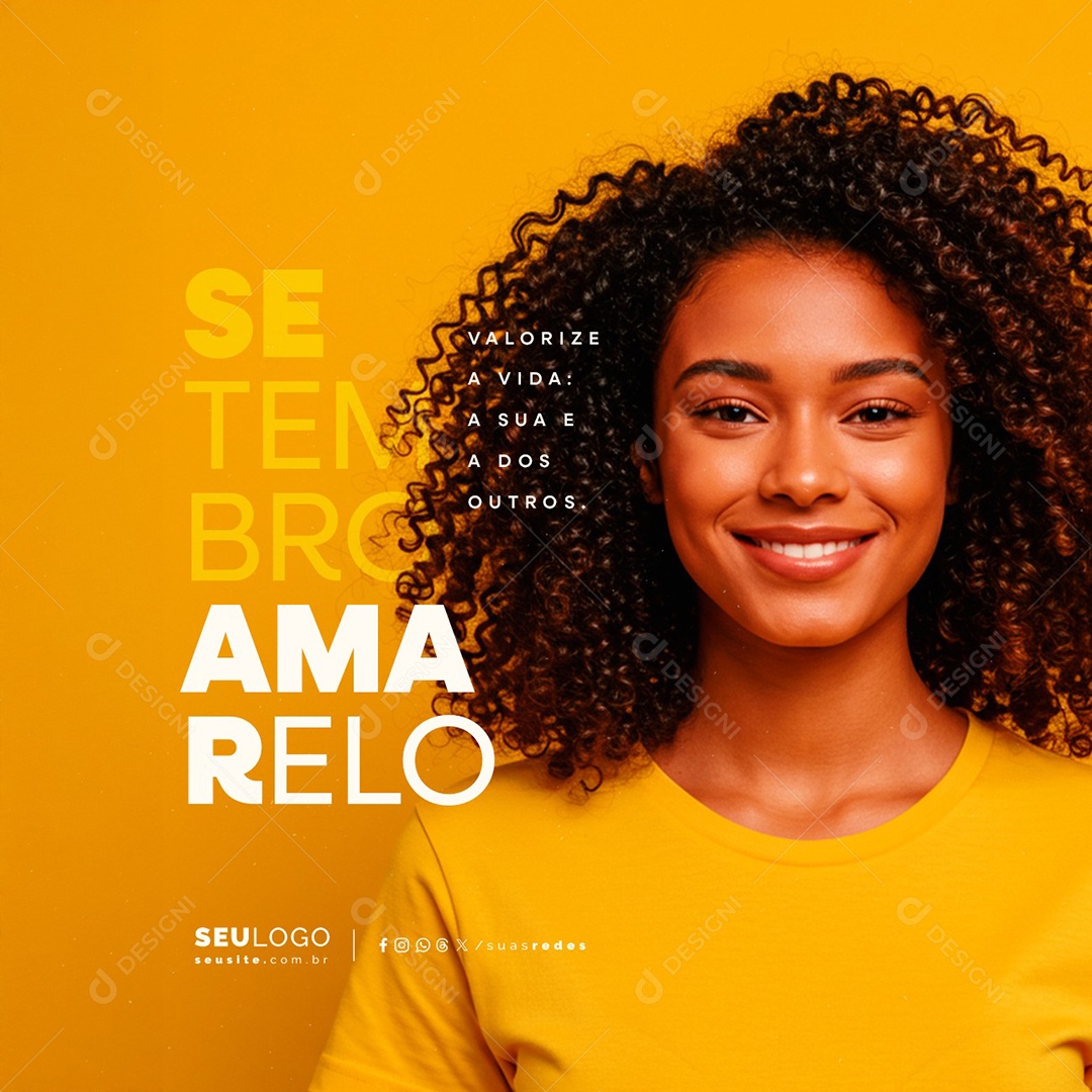 Setembro Amarelo Valorize a Vida Social Media PSD Editável