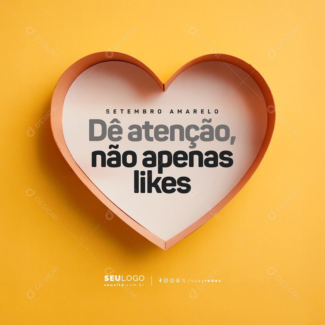 Setembro Amarelo Dê Atenção Não Apenas Likes Social Media PSD Editável