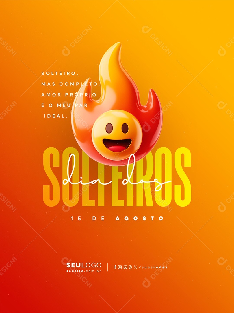 Dia dos Solteiros 15 de Agosto Solteiro Mas Completo Social Media PSD Editável