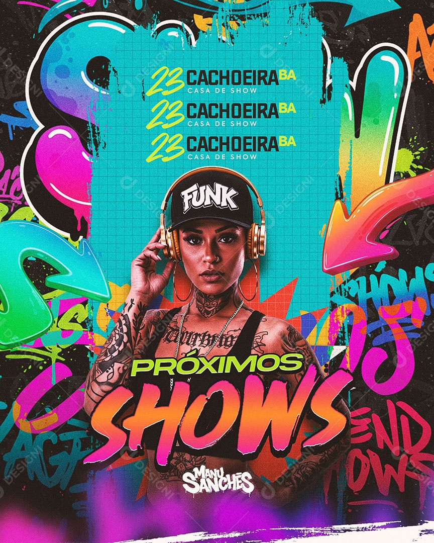 Flyer Próximos Shows Feed Social Media PSD Editável