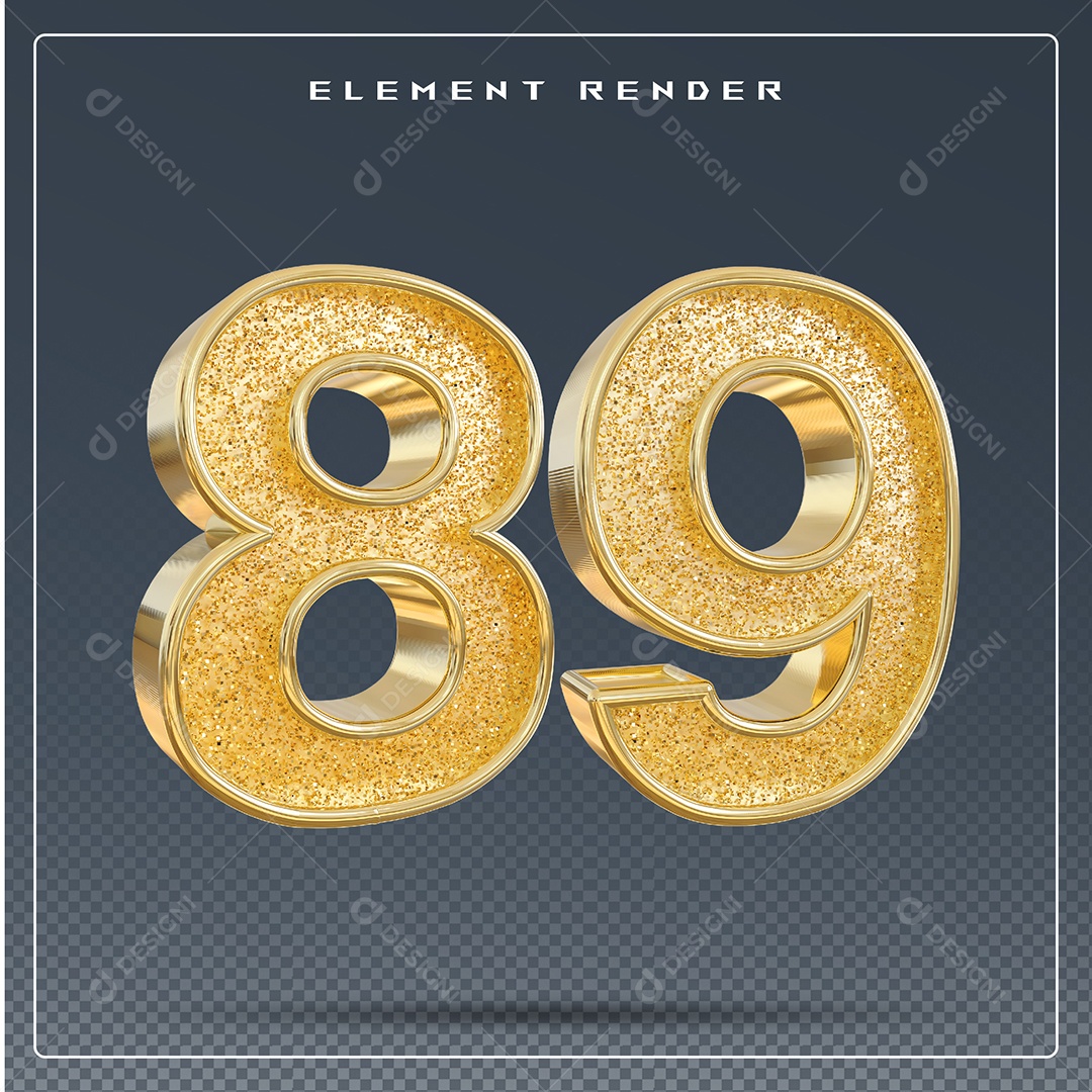 Elemento 3D Número 89 Cinza para Composição PSD