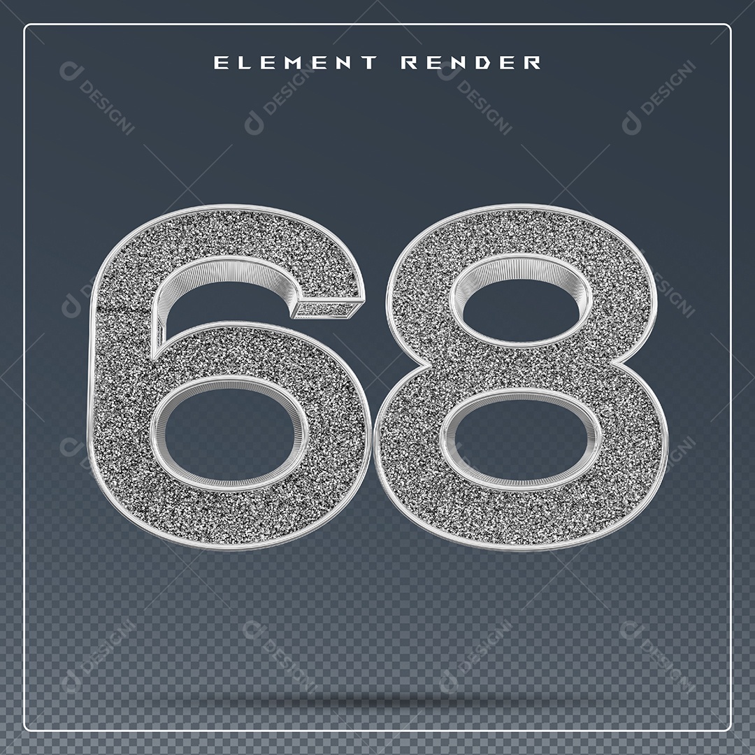 Elemento 3D Número 12 Cinza para Composição PSD