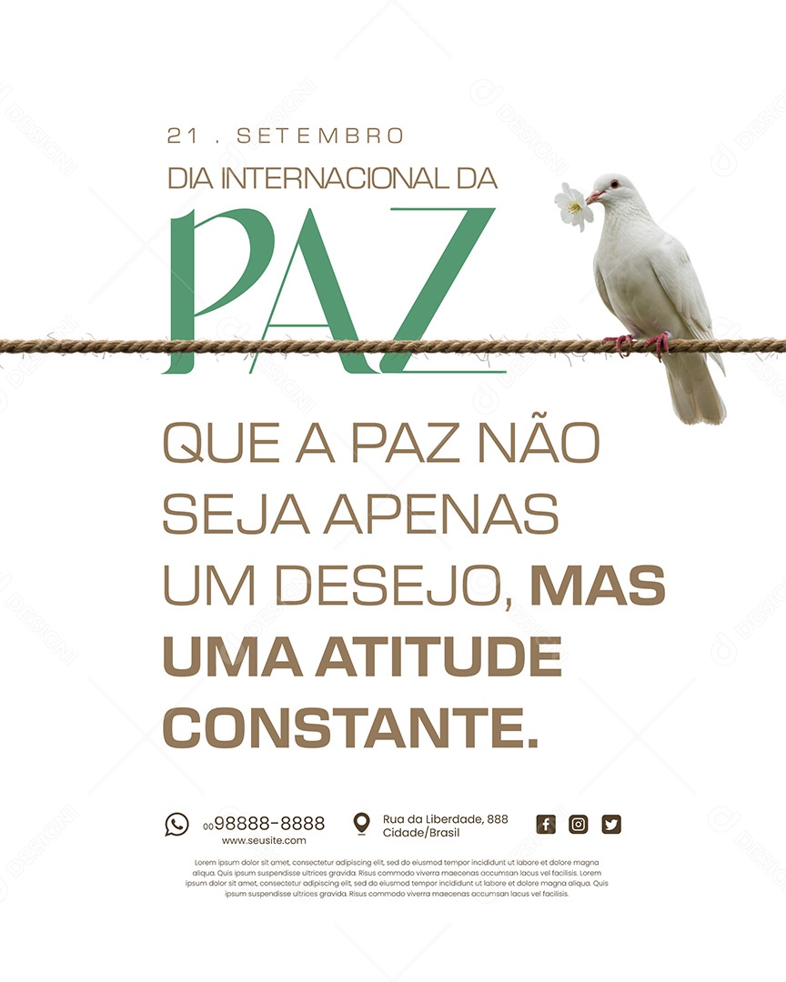 Dia Internacional da Paz 21 de Setembro Social Media PSD Editável