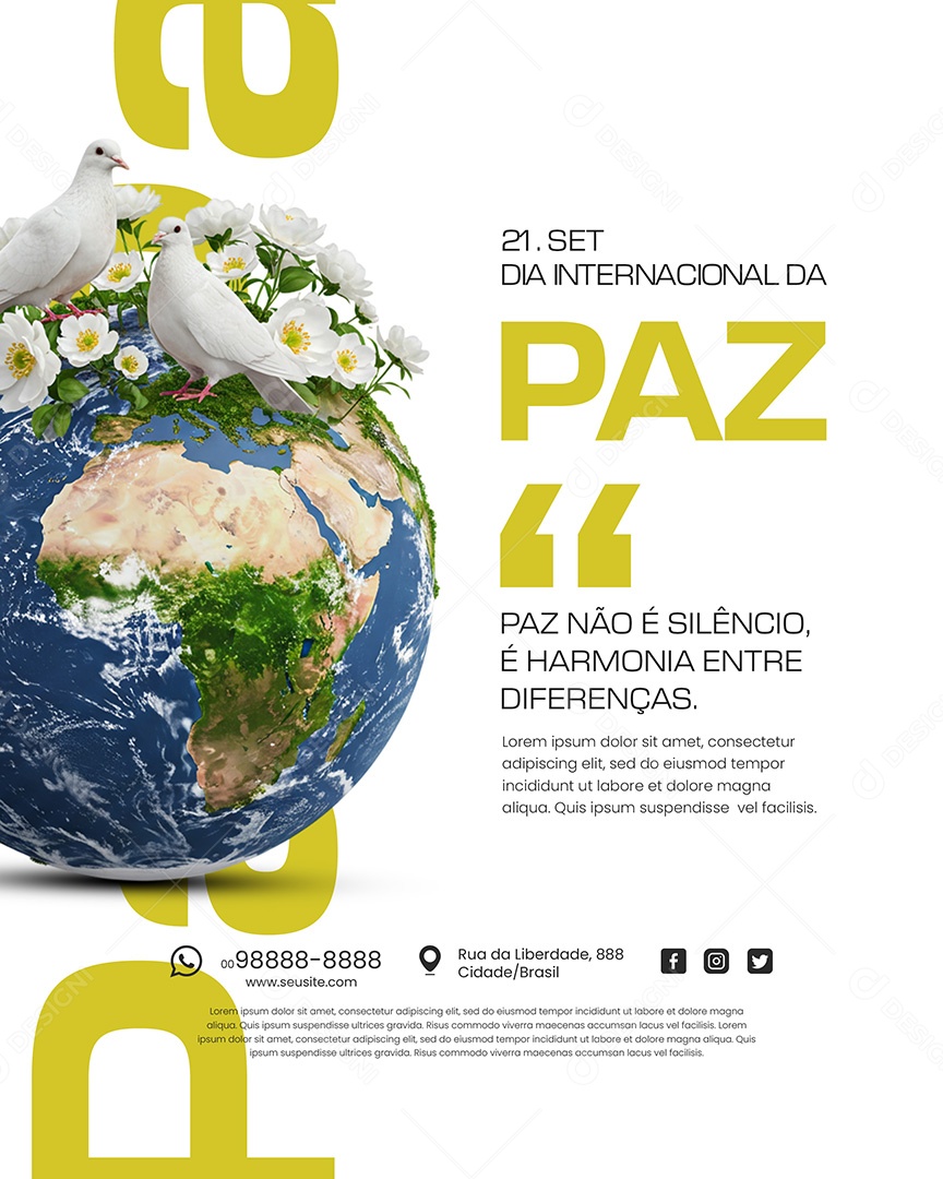Dia Internacional da Paz 21 de Setembro Social Media PSD Editável