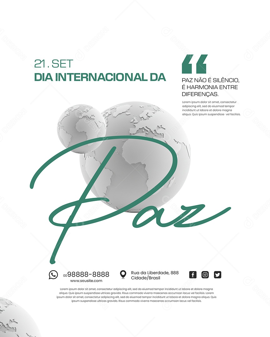 Dia Internacional da Paz 21 de Setembro Social Media PSD Editável