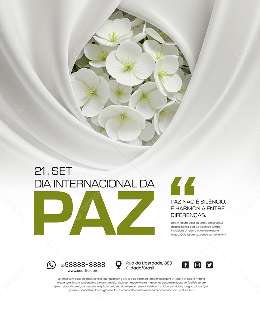 Dia Internacional da Paz 21 de Setembro Social Media PSD Editável