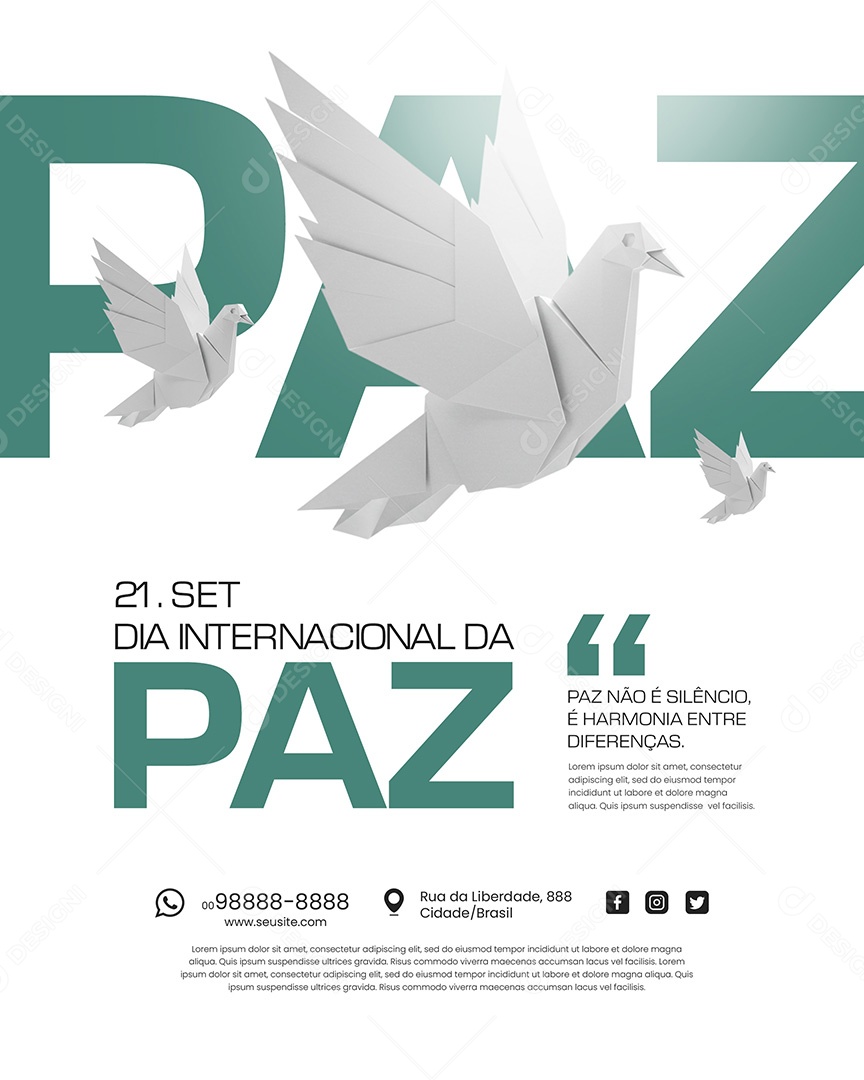 Dia Internacional da Paz 21 de Setembro Social Media PSD Editável
