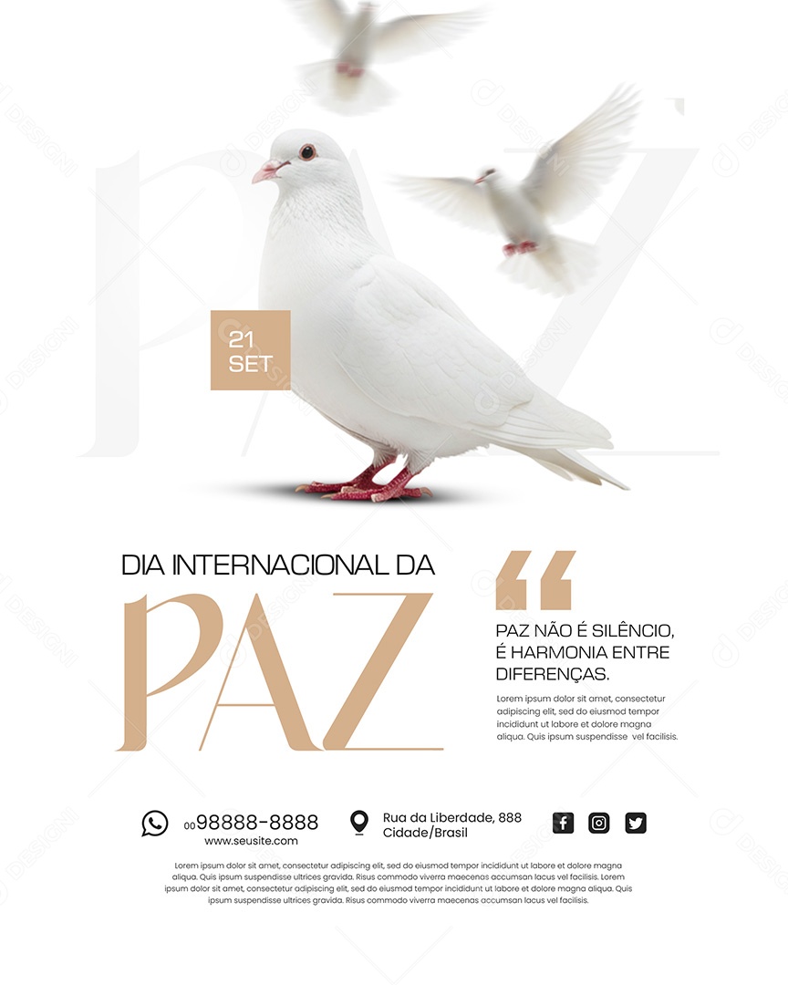 Dia Internacional da Paz 21 de Setembro Social Media PSD Editável