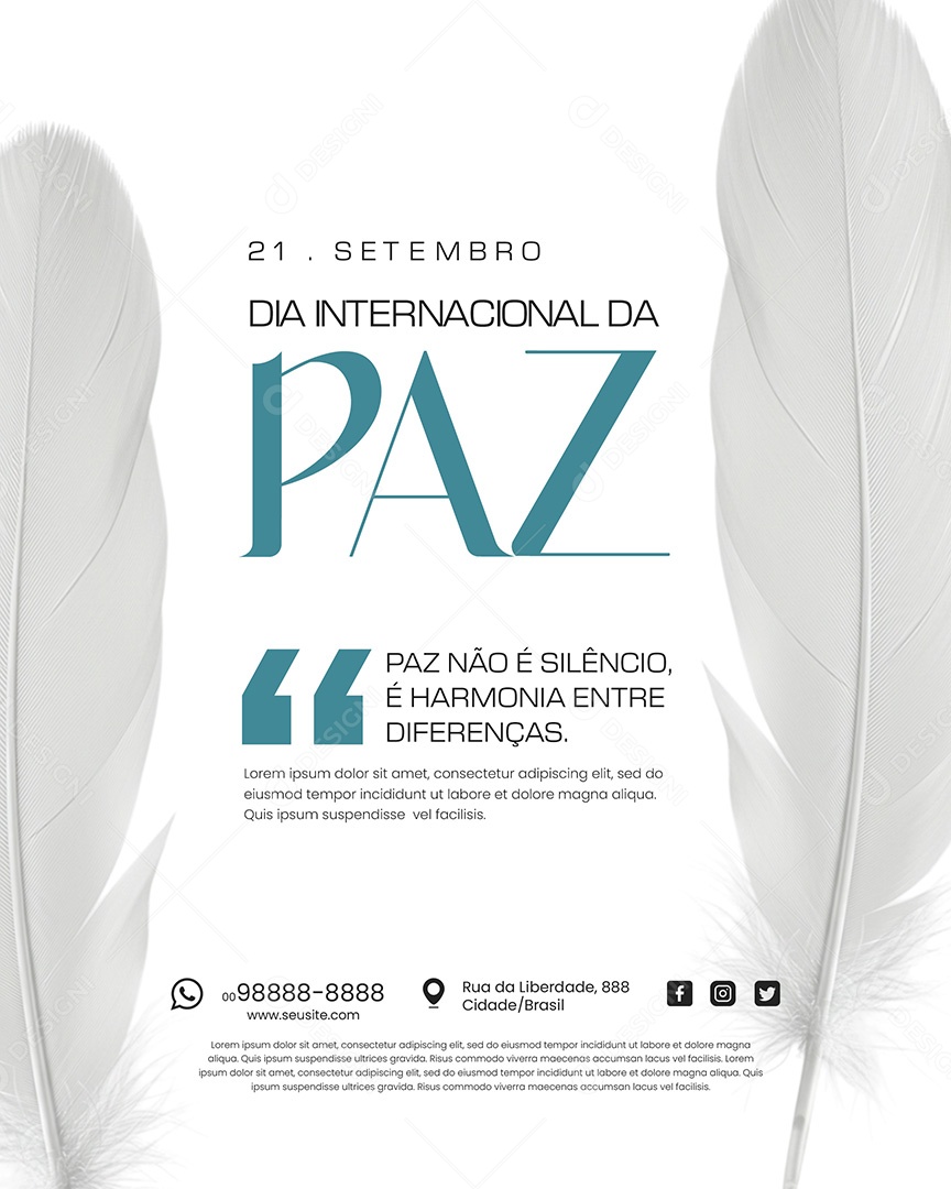 Dia Internacional da Paz 21 de Setembro Social Media PSD Editável