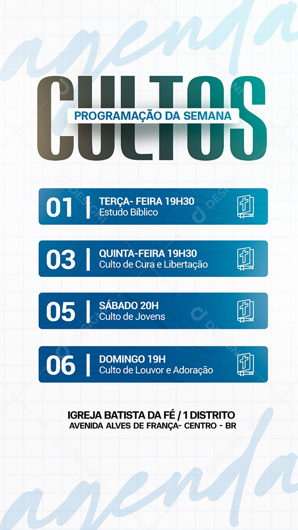 Story Cultos Programação da Semana Social Media PSD Editável