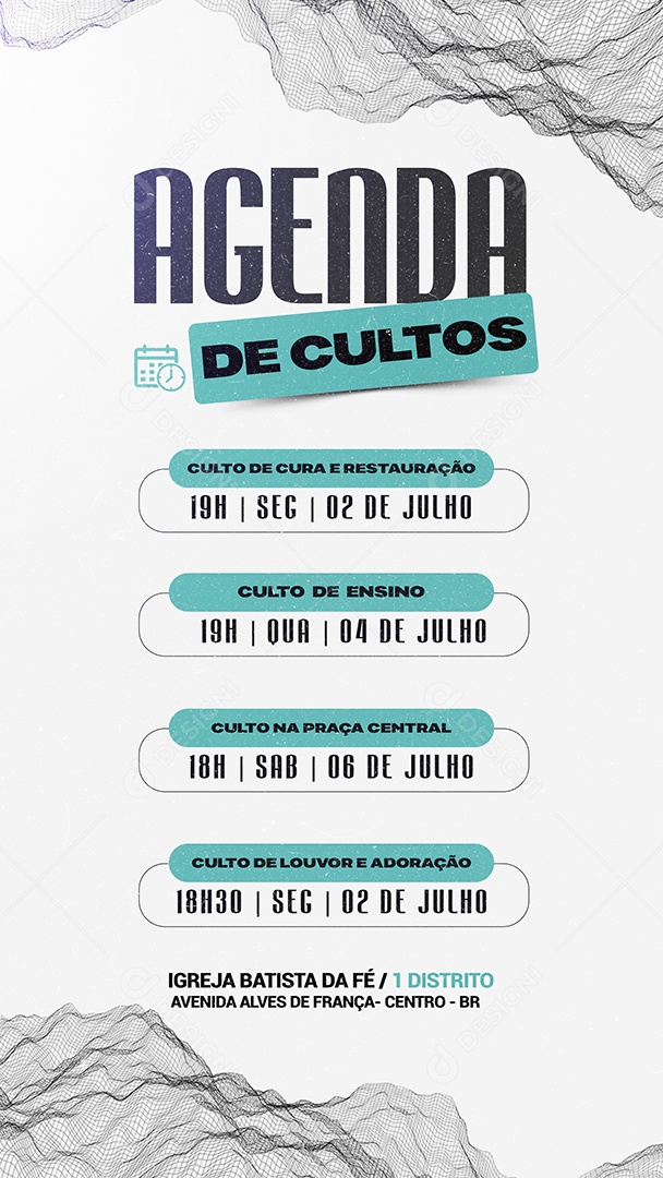 Story Agenda de Cultos Social Media PSD Editável