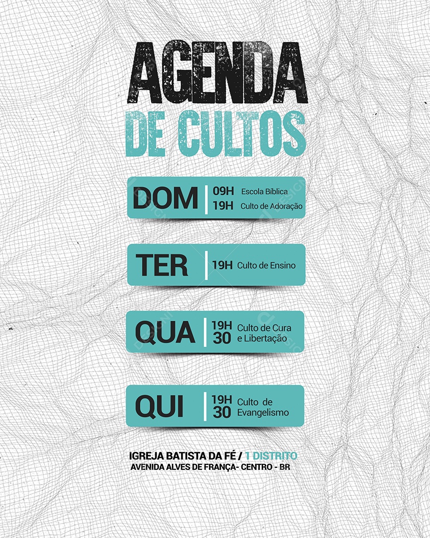 Agenda de Cultos Social Media PSD Editável