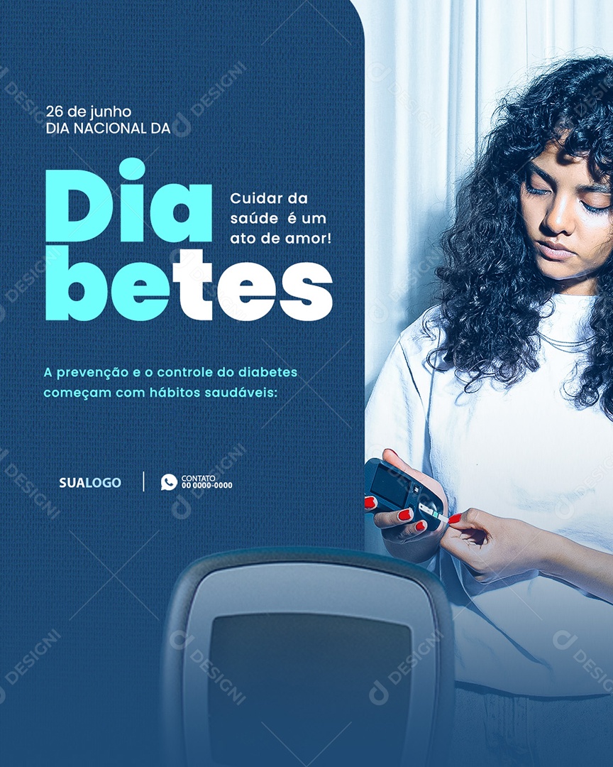 Dia Nacional da Diabetes 26 de Junho Social Media PSD Editável