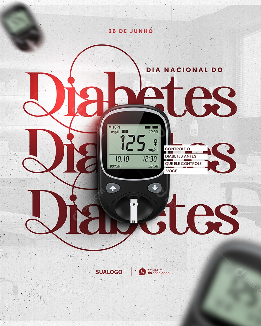 Dia Nacional da Diabetes 26 de Junho Social Media PSD Editável