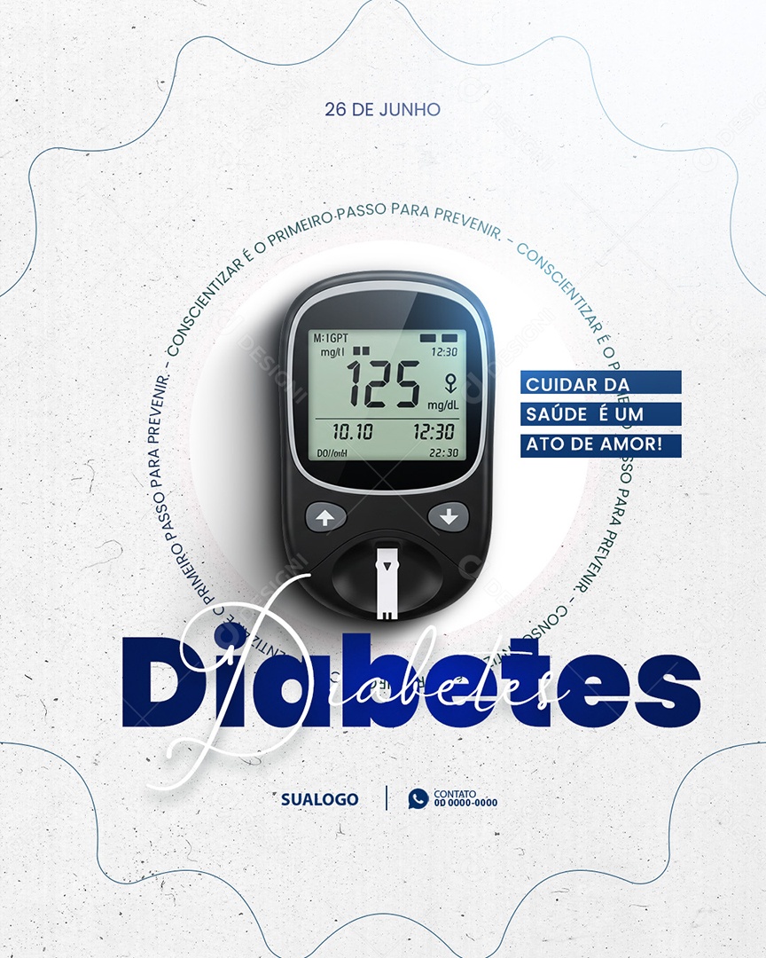 Dia Nacional da Diabetes 26 de Junho Social Media PSD Editável