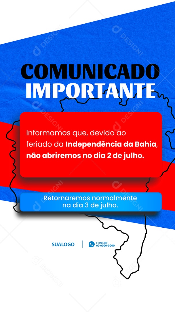 Story Comunicado Independência da Bahia Social Media PSD Editável