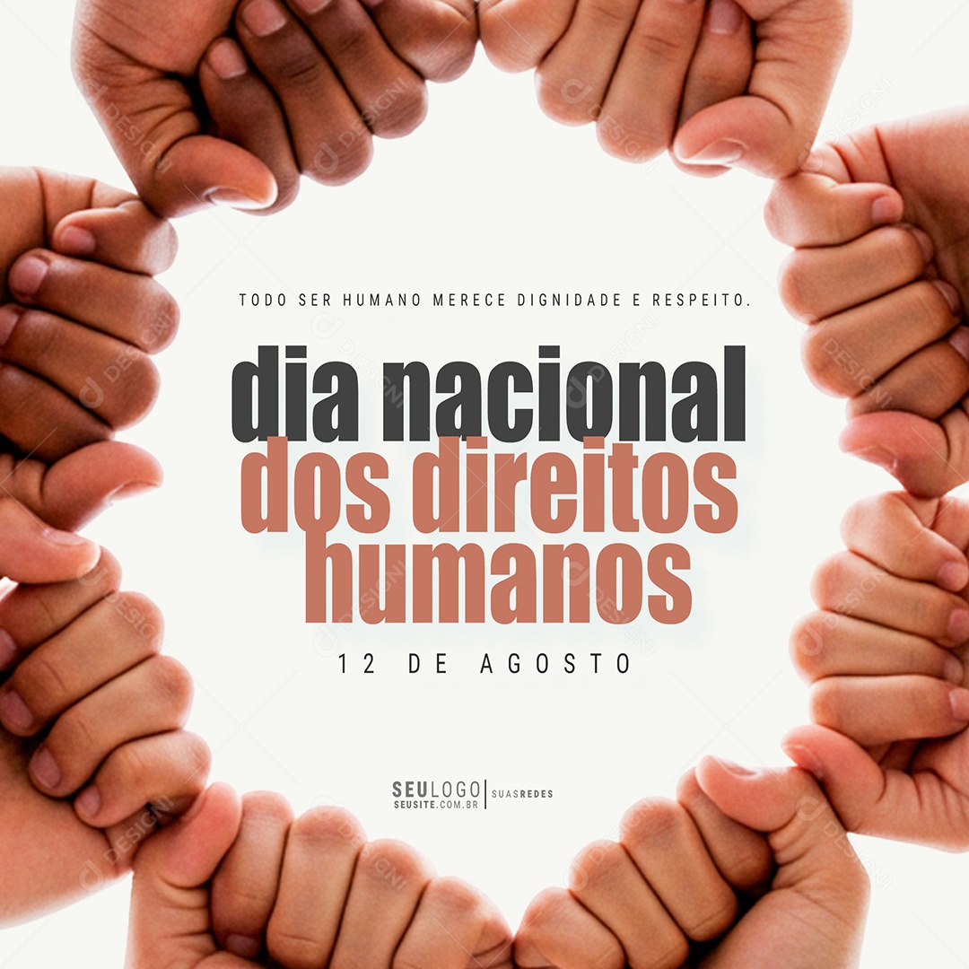 Dia Nacional dos Direitos Humanos 12 de Agosto Social Media PSD Editável