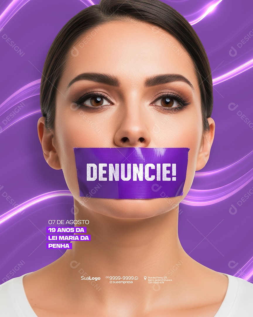 Lei Maria da Penha 19 Anos Denuncie Social Media PSD Editável