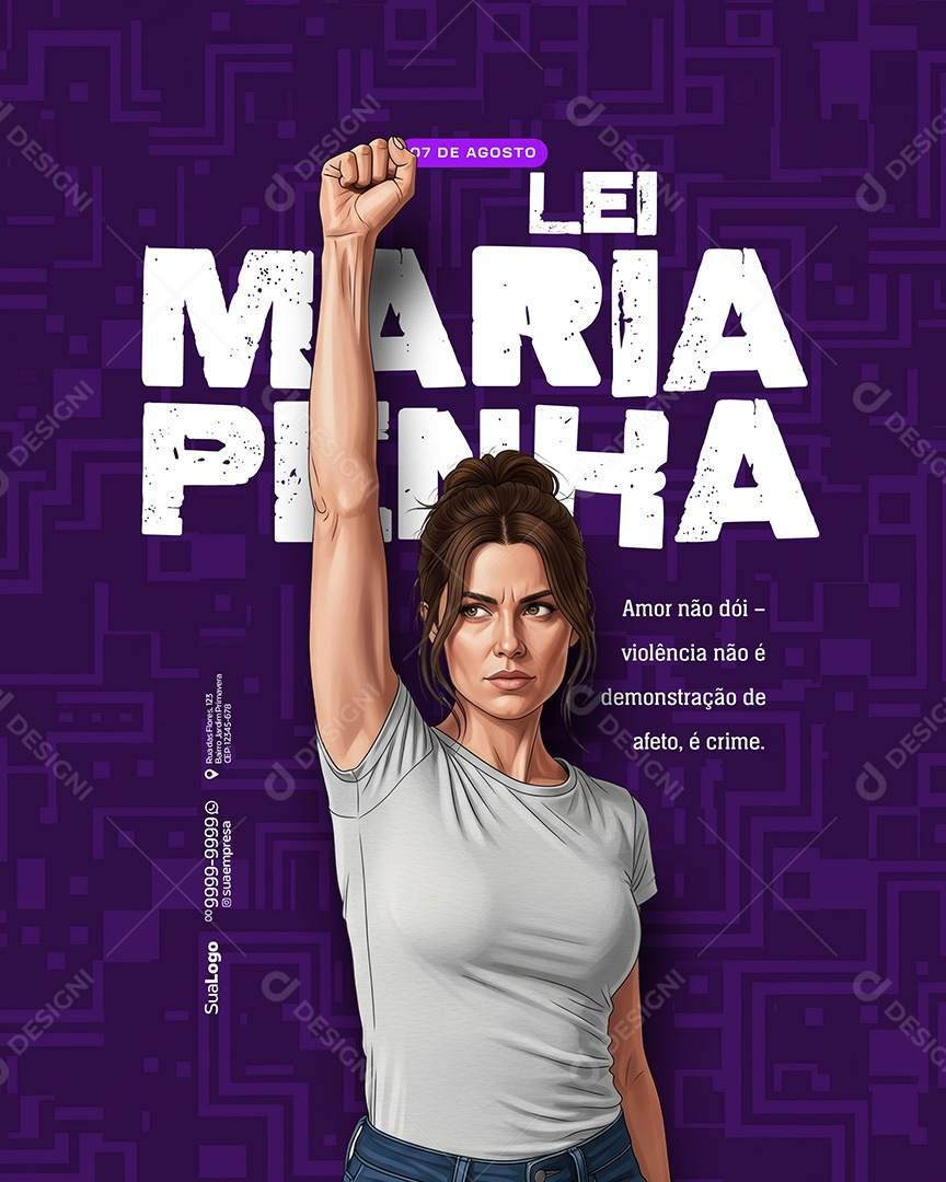 Lei Maria da Penha 19 Anos Social Media PSD Editável
