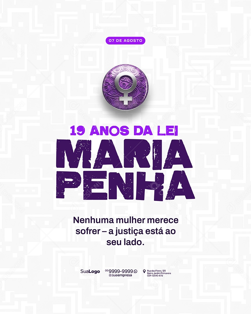 Lei Maria da Penha 19 Anos Social Media PSD Editável