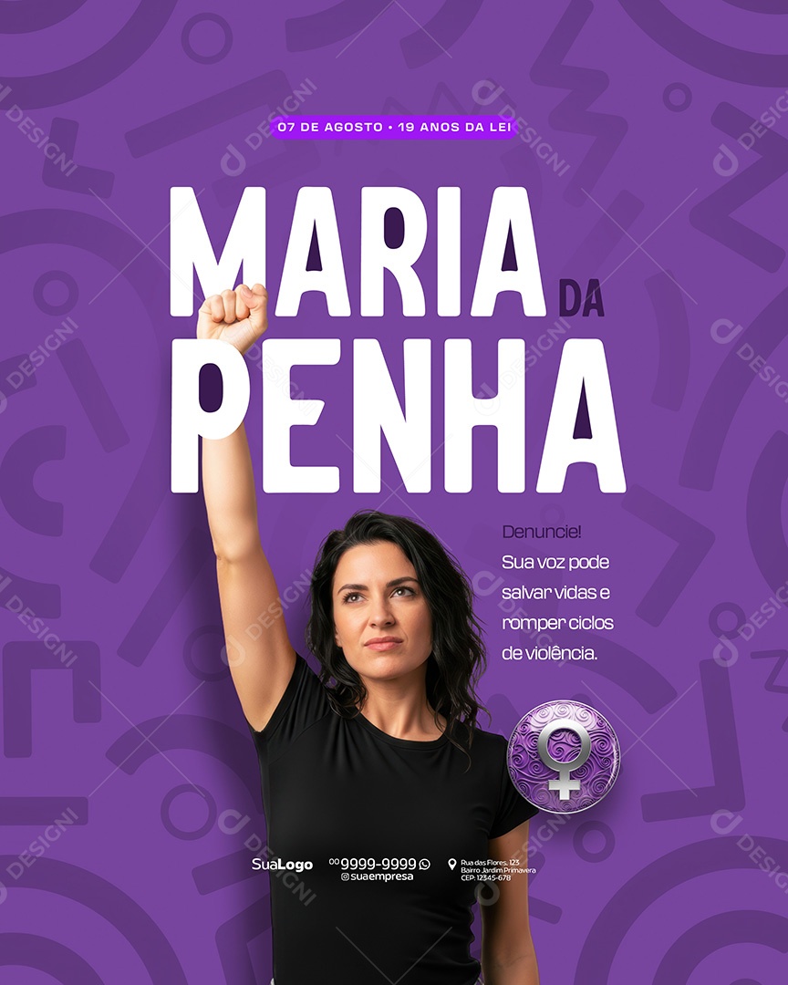 Lei Maria da Penha 07 de Agosto Social Media PSD Editável