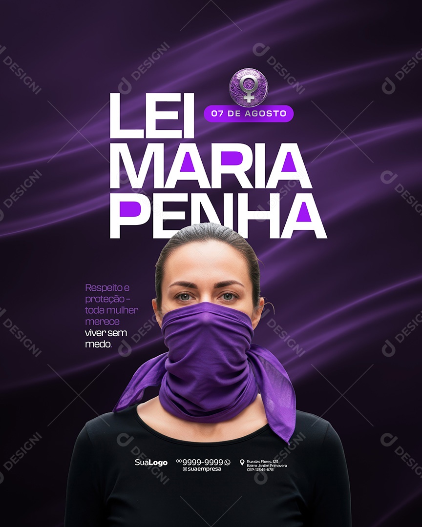 Lei Maria da Penha 07 de Agosto Social Media PSD Editável