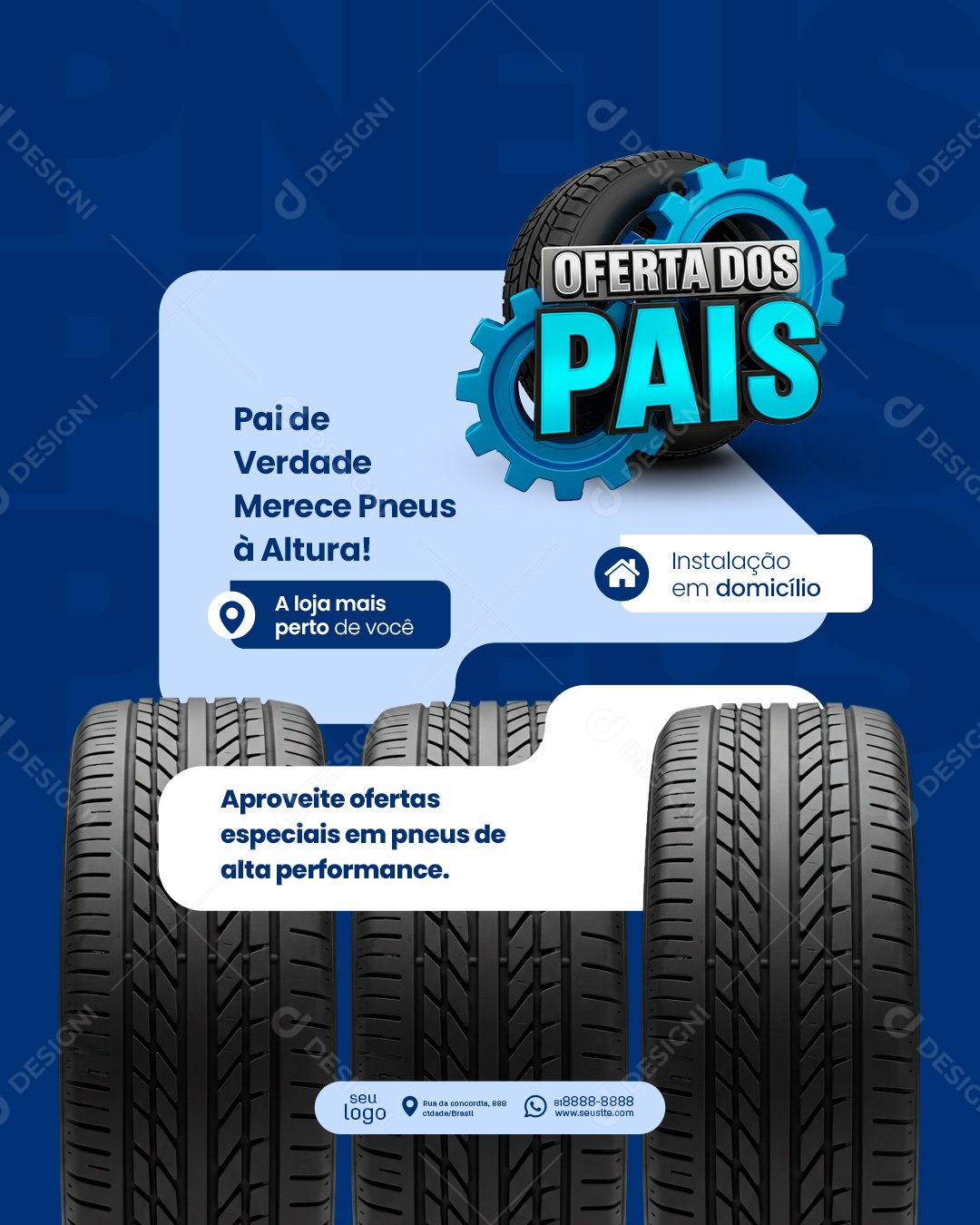 Ofertas Dia dos Pais Loja de Pneus Rodando Liso Demais Social Media PSD Editável
