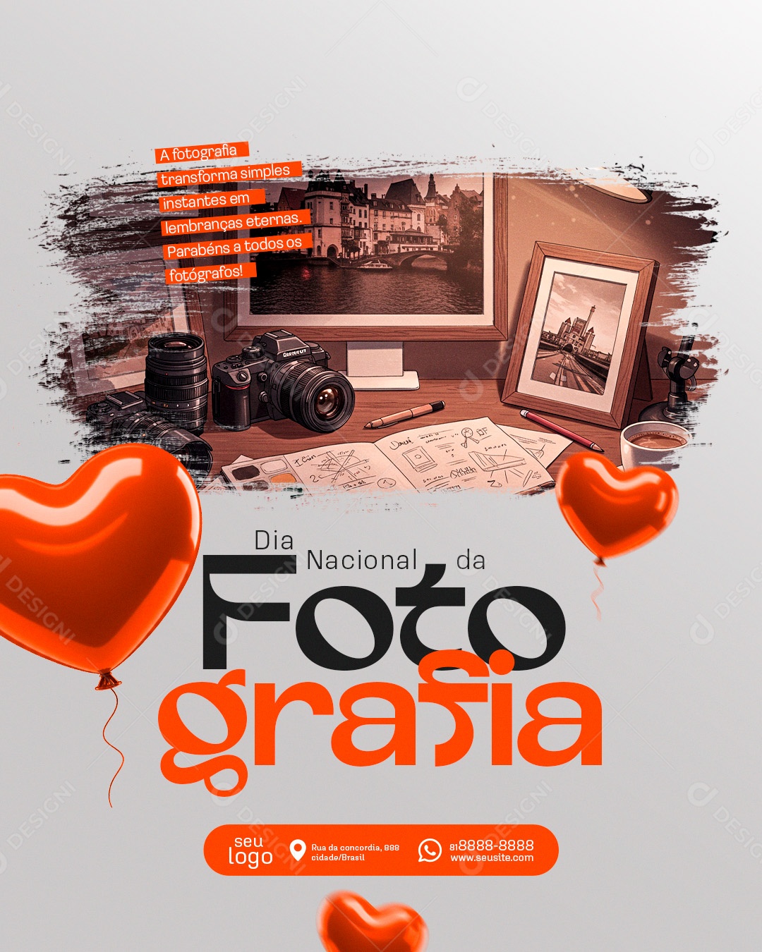 Feliz Dia do Fotógrafo 08 de Janeiro Social Media PSD Eitável