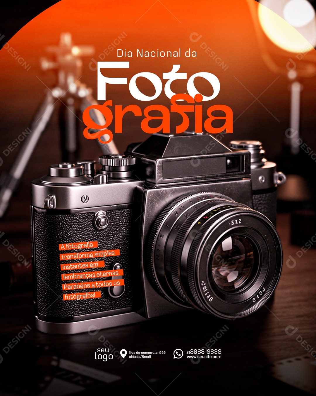 Feliz Dia do Fotógrafo 08 de Janeiro Social Media PSD Eitável