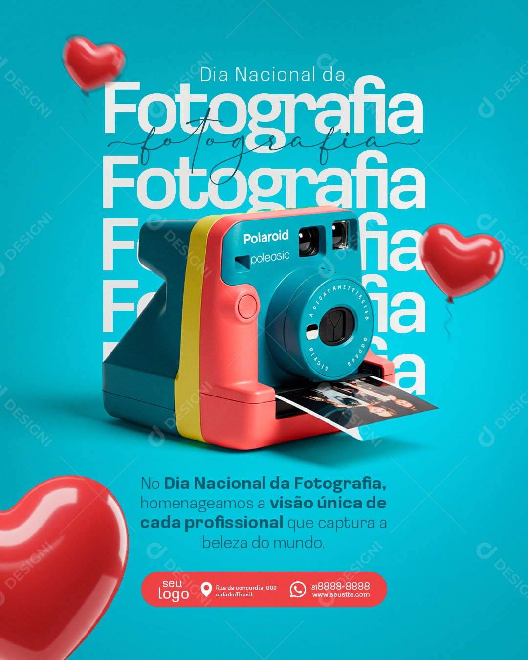 Feliz Dia do Fotógrafo 08 de Janeiro Social Media PSD Eitável