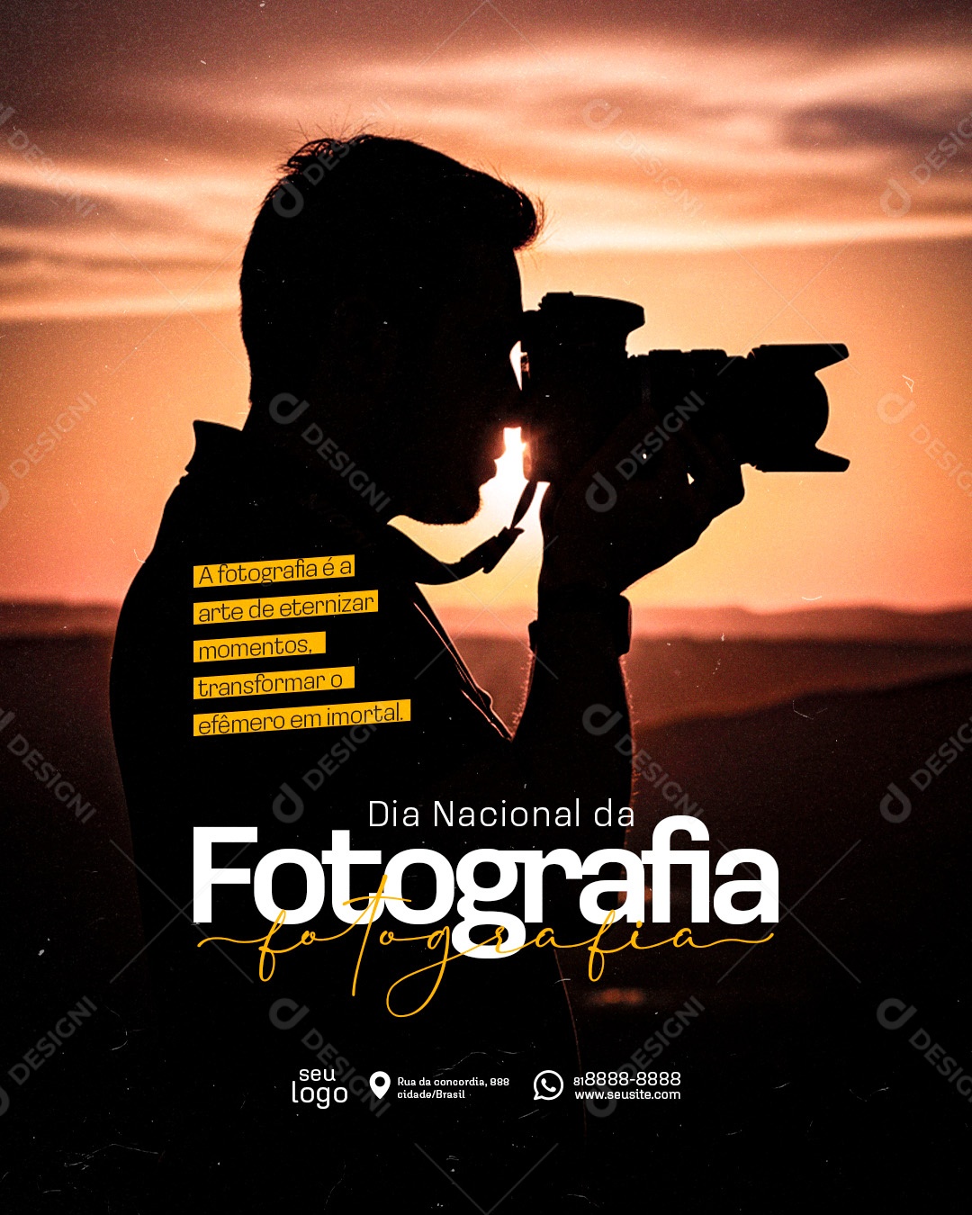 Feliz Dia do Fotógrafo 08 de Janeiro Social Media PSD Eitável