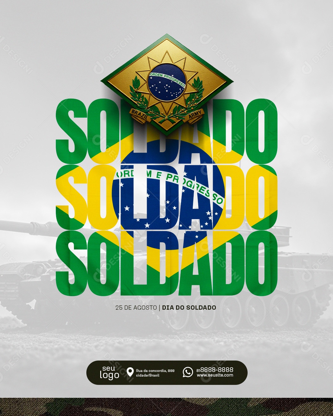 Dia do Soldado 25 de Agosto Social Media PSD Editável