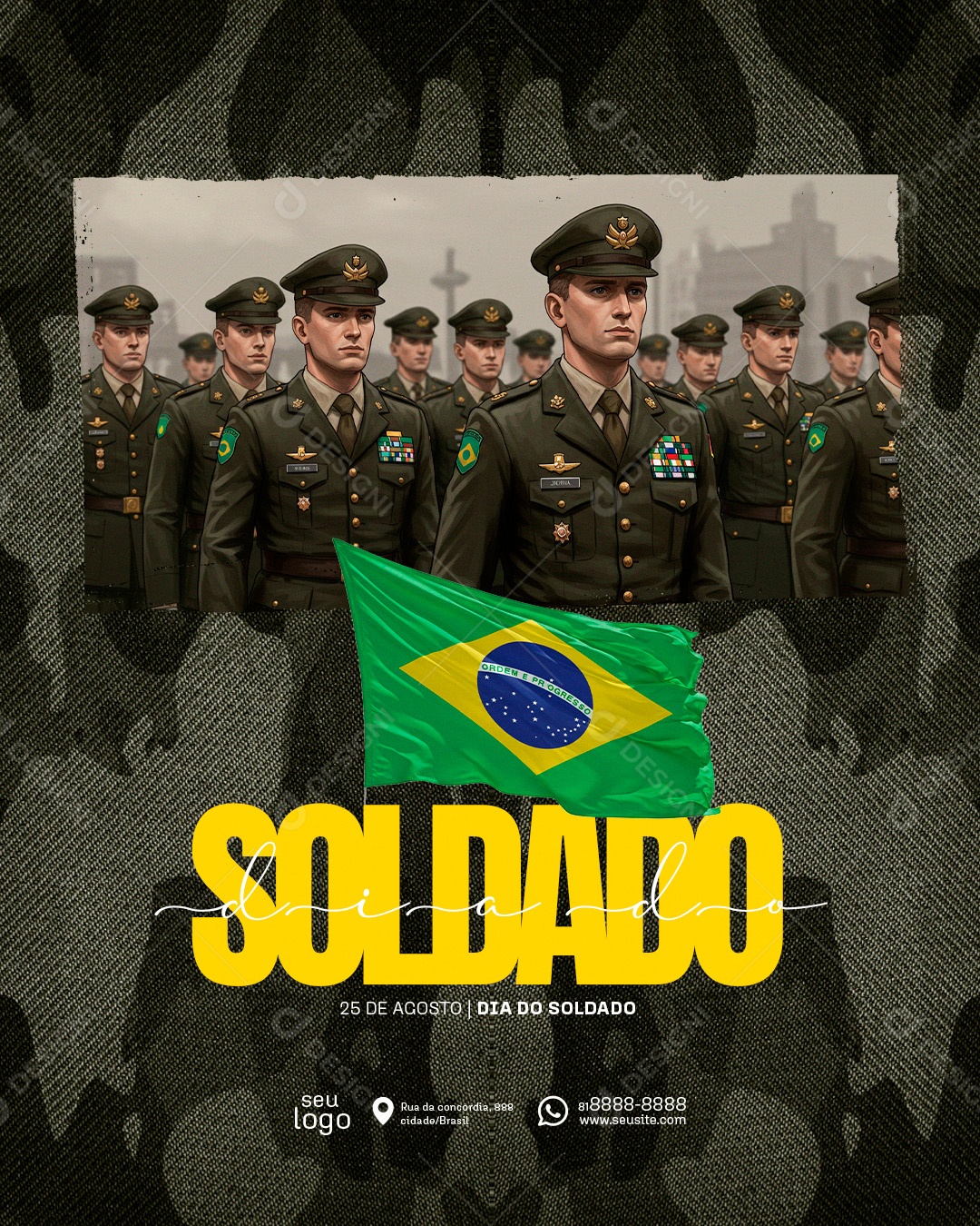 Dia do Soldado 25 de Agosto Social Media PSD Editável