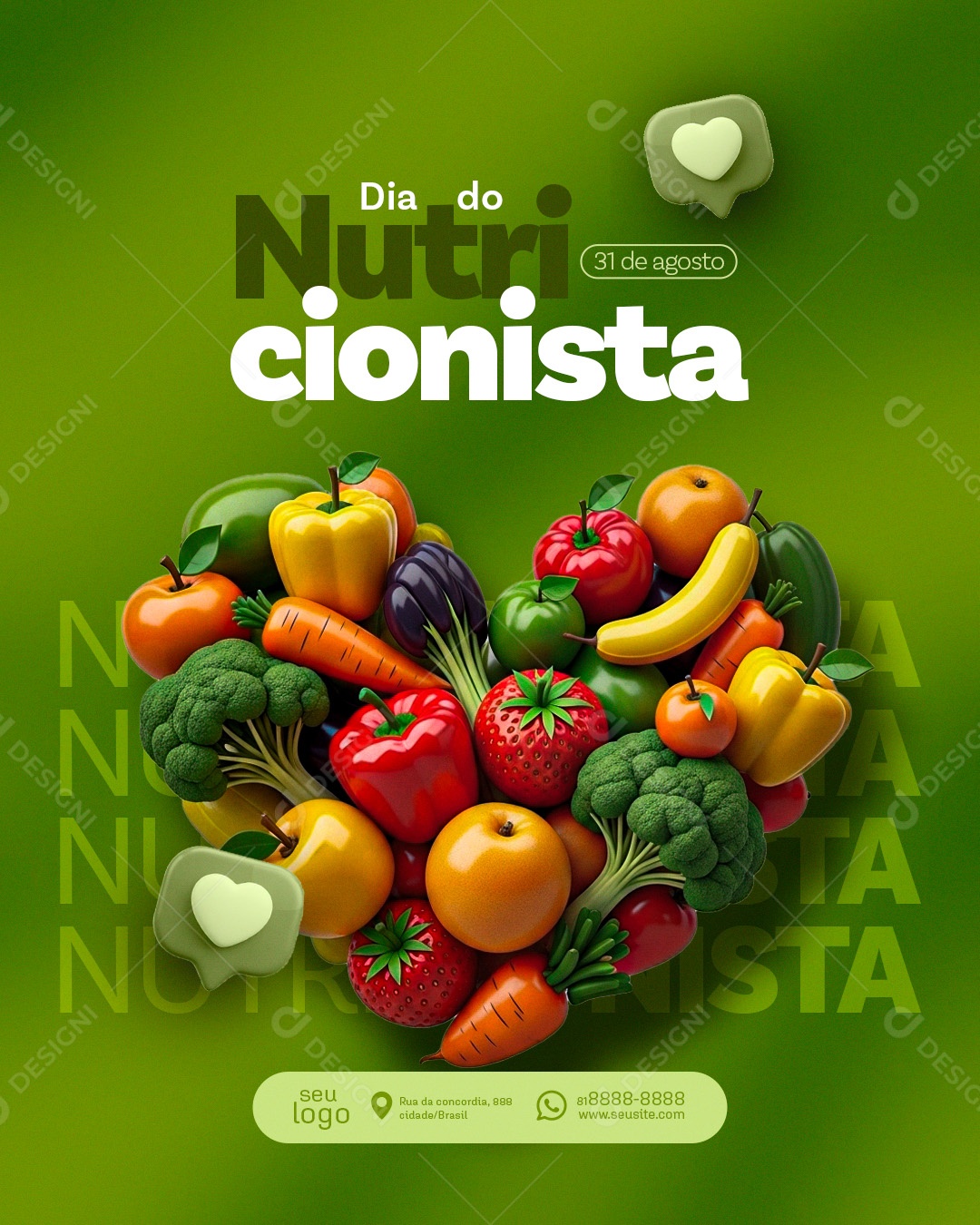 Dia Do Nutricionista 31 De Agosto Parabéns Social Media PSD Editável