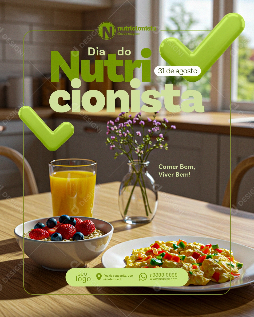 Dia Do Nutricionista 31 De Agosto Parabéns Social Media PSD Editável