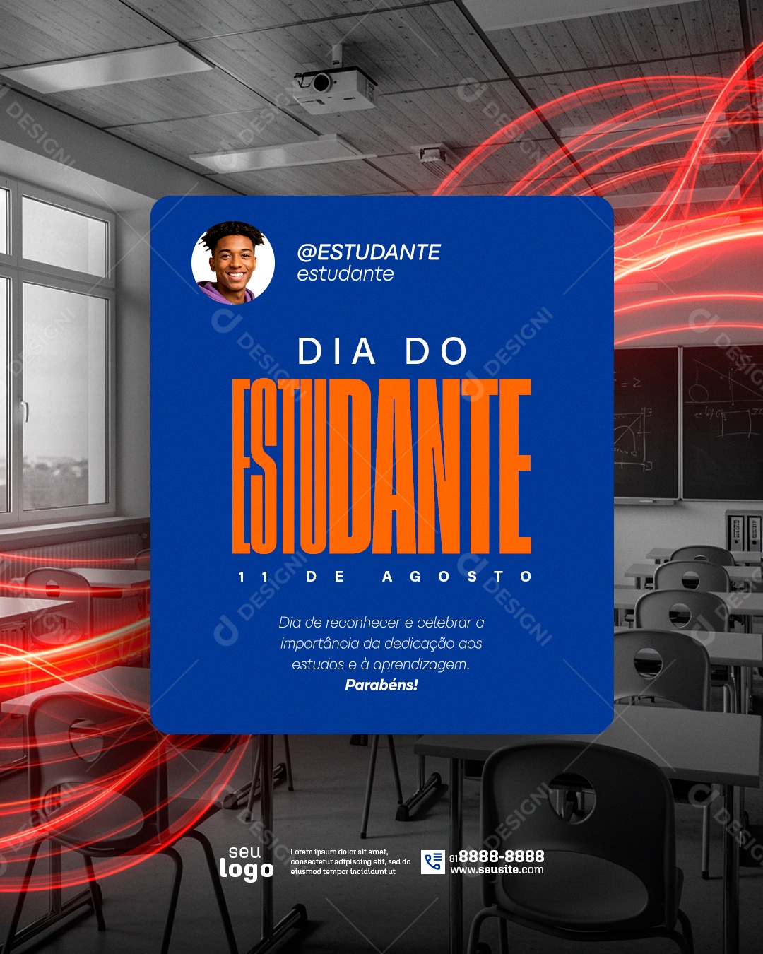 Feliz Dia do Estudante 11 de Agosto  Social Media PSD Editável