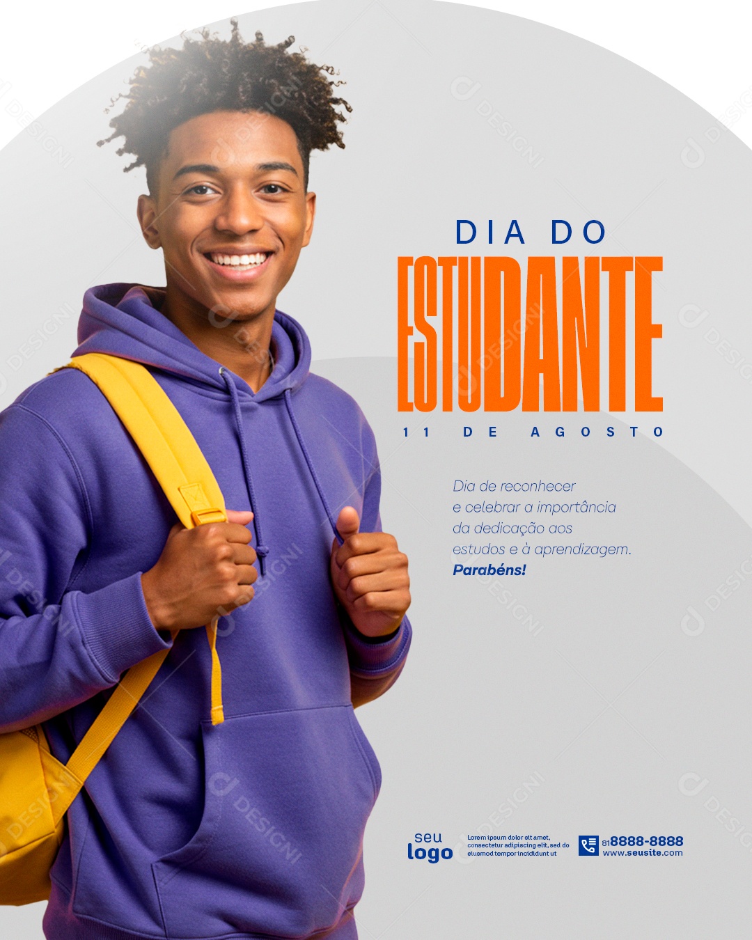 Feliz Dia do Estudante 11 de Agosto  Social Media PSD Editável