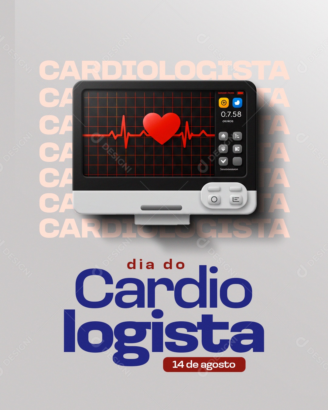 Dia Do Cardiologista 14 de Agosto Social Media PSD Editável