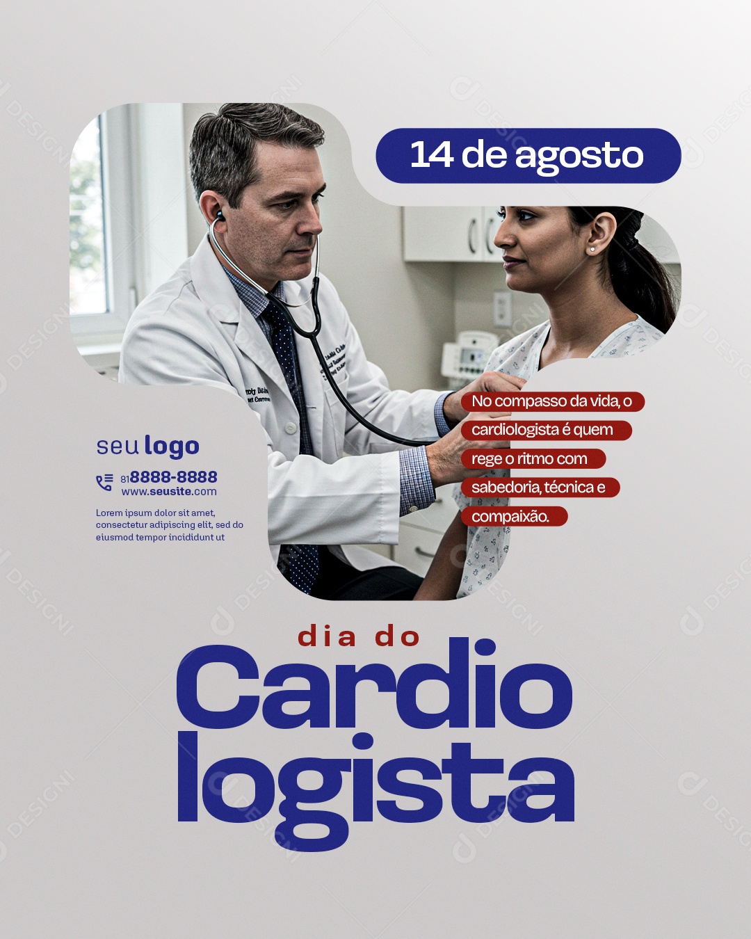 Dia Do Cardiologista 14 de Agosto Social Media PSD Editável