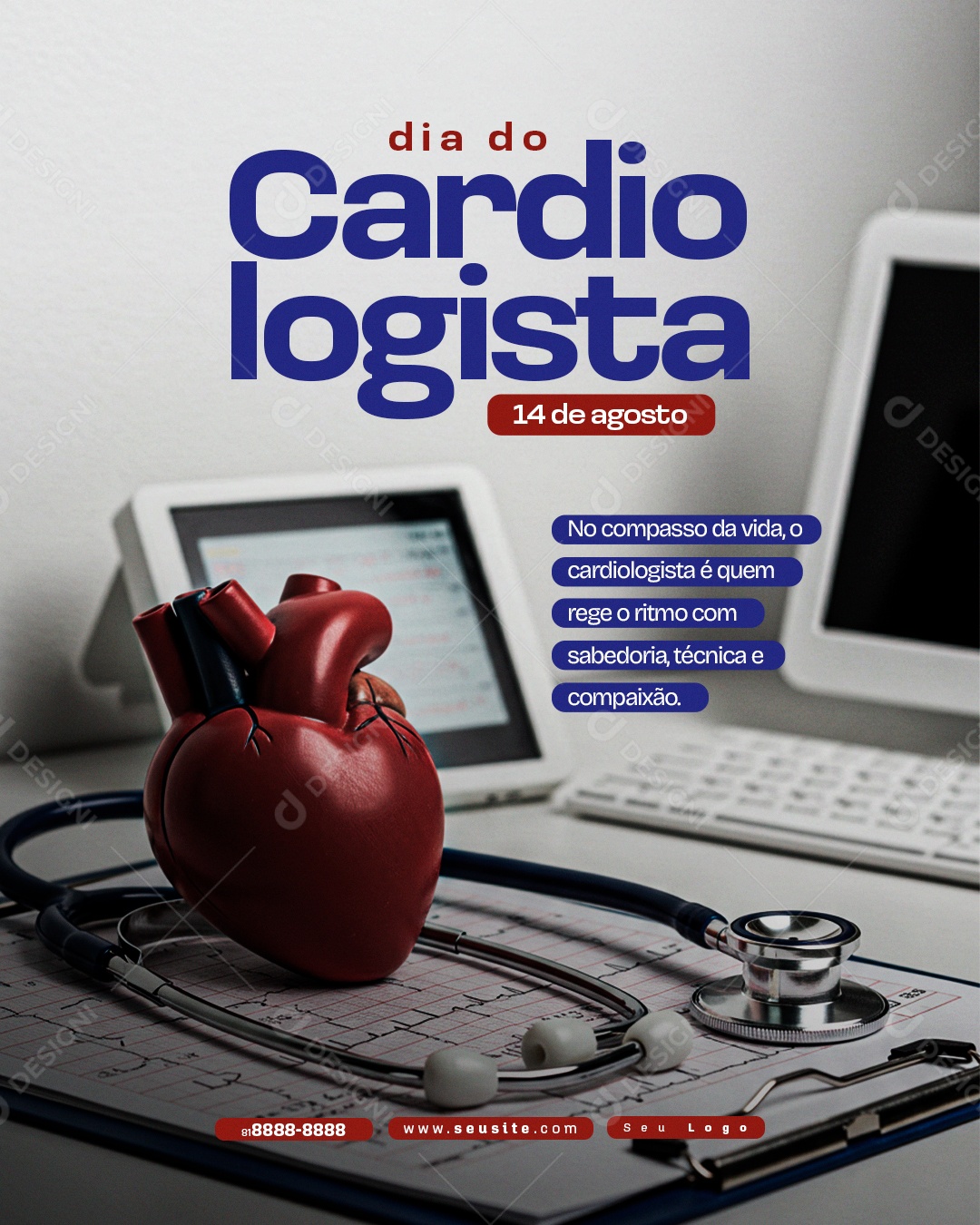 Dia Do Cardiologista 14 de Agosto Social Media PSD Editável