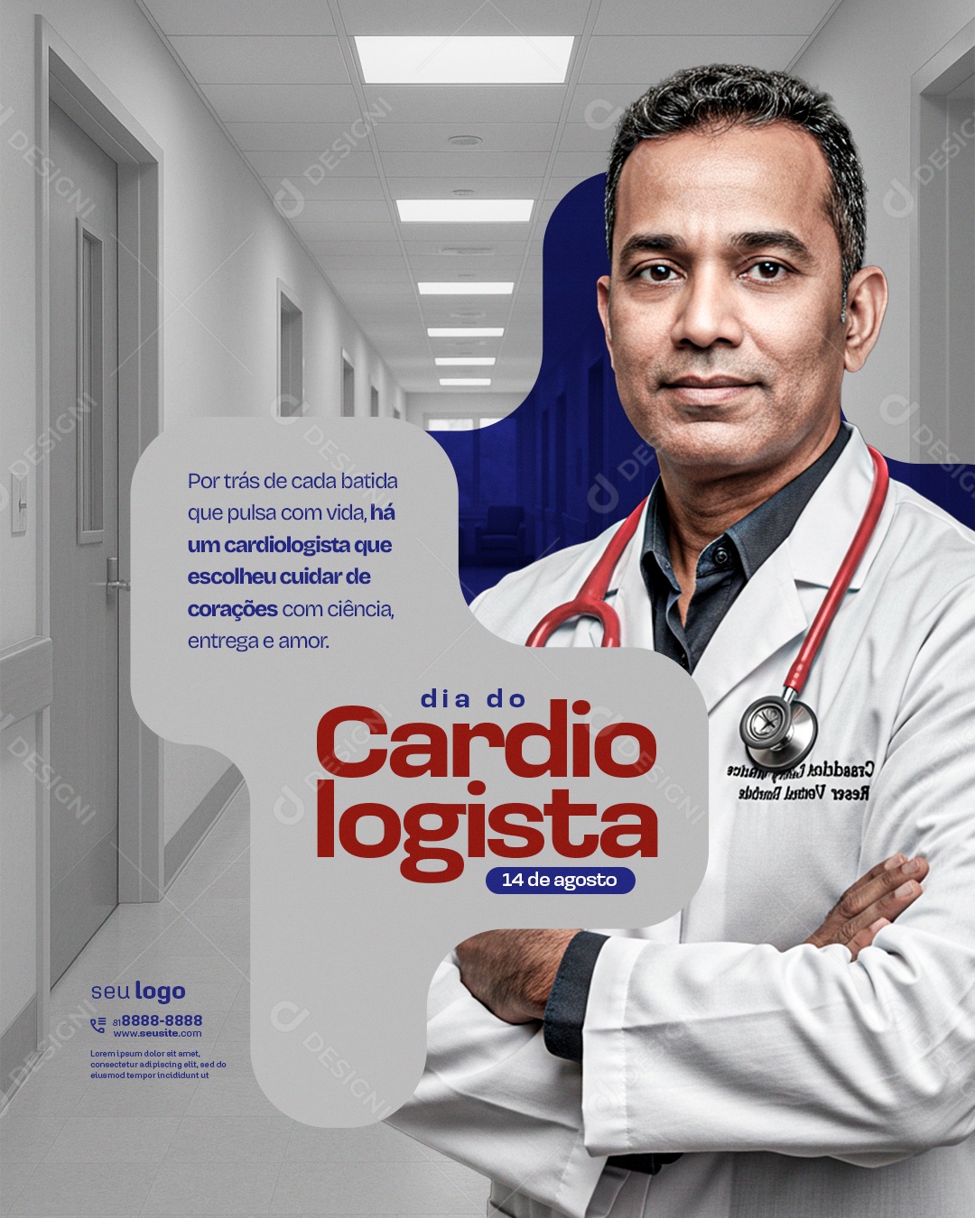 Dia Do Cardiologista 14 de Agosto Social Media PSD Editável
