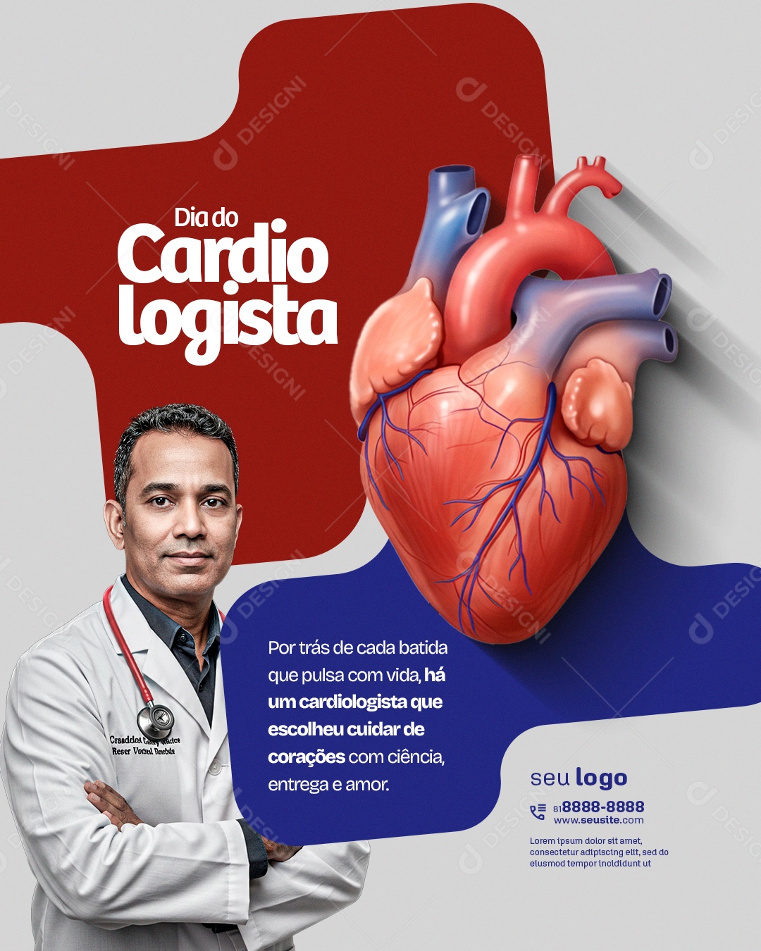 Dia Do Cardiologista 14 de Agosto Social Media PSD Editável
