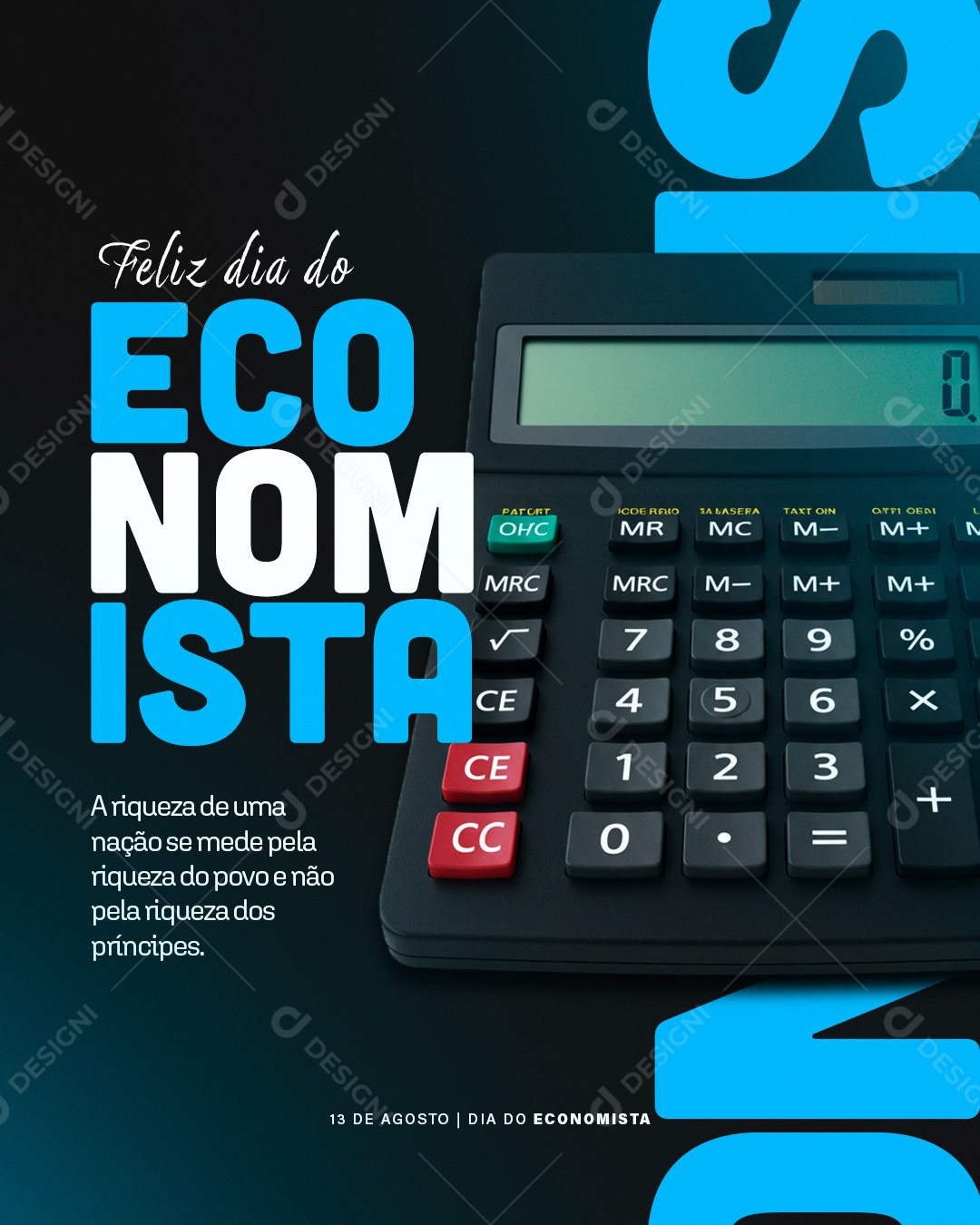 Feliz Dia do Economista 13 de Agosto Parabéns Social Media PSD Editável