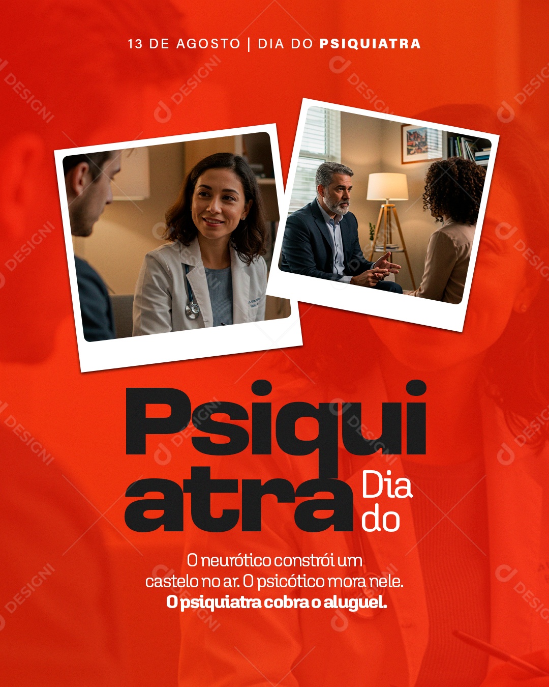 Dia do Médico Psiquiatra 13 de Agosto Social Media PSD Editável